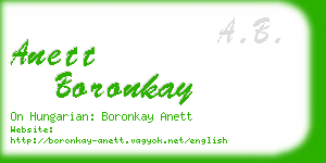 anett boronkay business card